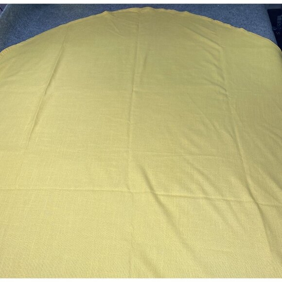 Vintage Tablecloth Yellow Oblong 87x53 Heavy‎ Woven Cotton Linen Blend Easter - Picture 2 of 4